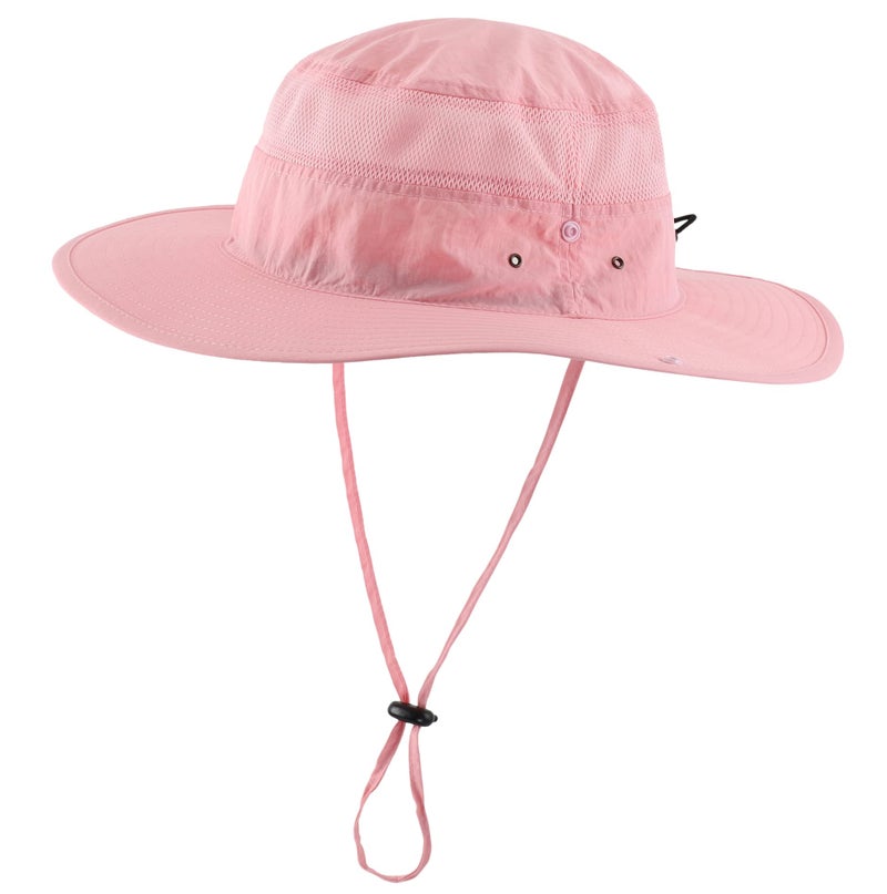 Connectyle Outdoor Mesh Sun Hat Wide Brim Sun Protection Hat Summer Fishing Hunting Hiking Gardenig Hat Pink - Image 1